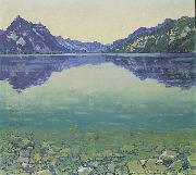 Ferdinand Hodler, Thunersee mit symmetrischer Spiegelung vor Sonnenaufgang